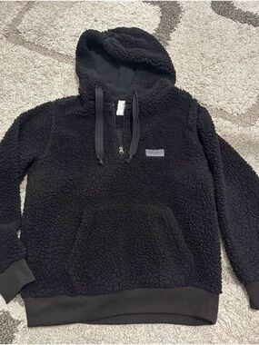 Simply Southern Black Sherpa Quarter-Zip Hoodie